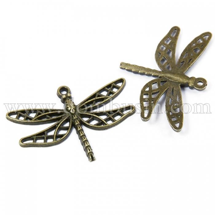 Кулон Стрекоза, Метал, Колір: Бронза, Розмір: 35х25х3мм, Отвір 2мм, (УТ100008973)