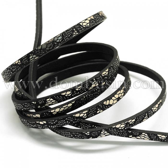 Шнур Штучна Шкіра, Колір: Чорний, Розмір: 5х2мм, близько 1.2м/шт, (УТ100009077)