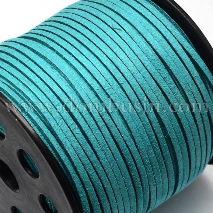 Шнур Замшевый, Цвет: Бирюзовый, Размер:  2.7х1.4мм, (УТ100009884)