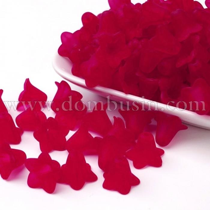 Бусины Акрил Матовые, Прозрачные, Цветок, Цвет: Красный, Размер: 16х12мм, Отверстие 1.5мм, около 38шт/25г, (УТ100009585)