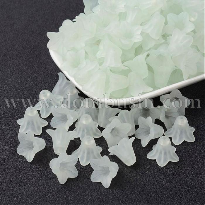 Бусины Акрил Матовые, Прозрачные, Цветок, Цвет: Бледно-салатовый, Размер: 16х12мм, Отверстие 1.5мм, около 38шт/25г, (УТ100009589)