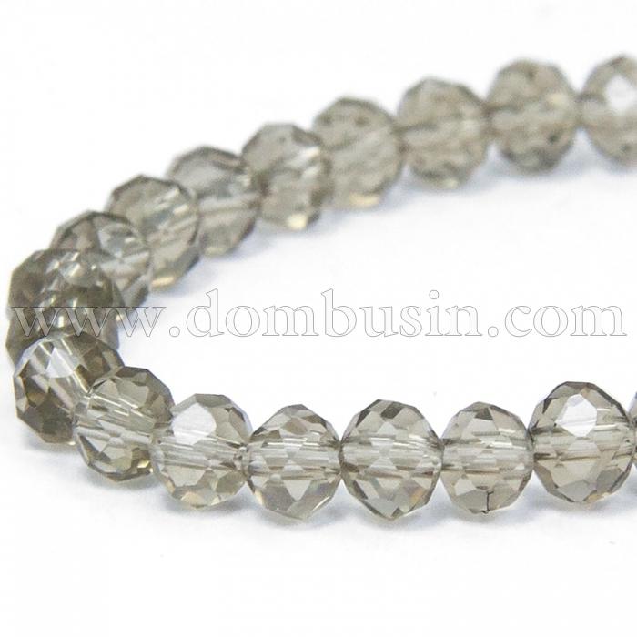 Бусины Стеклянные, Рондель, прозрачные, Цвет: Хаки, Размер: Диаметр: 4мм, Толщина: 3мм, Отверстие 1мм, 150шт/44см/нить (УТ100009511)