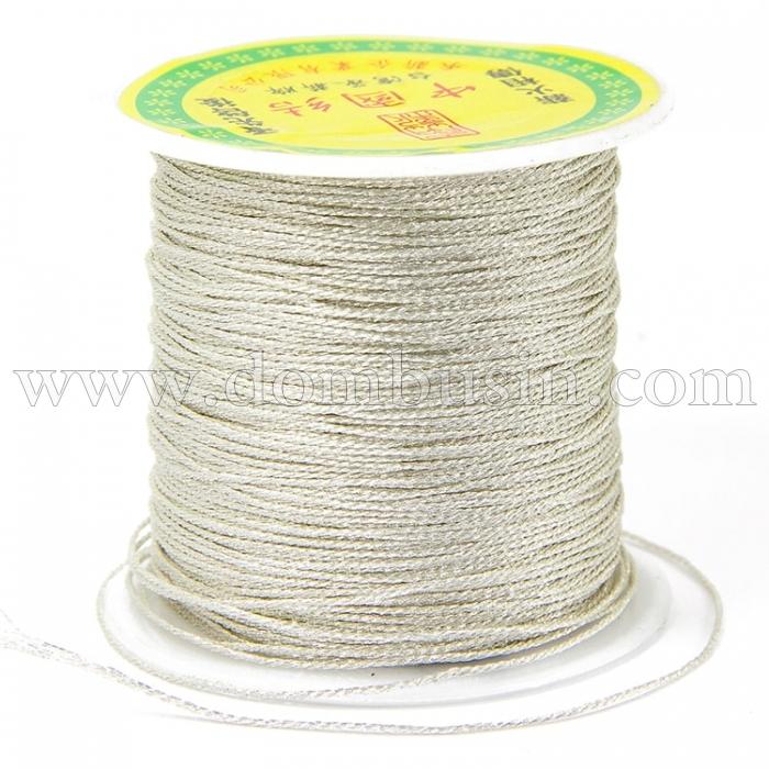 Шнур Нейлоновий з Сталевий Ниткою, Колір: Сріблястий, Розмір: Діаметр 1мм, (УТ100009989)