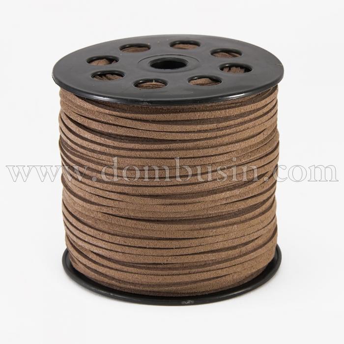 Шнур Замшевый, Цвет: Светло-коричневый, Размер: Ширина 2.7мм, Толщина 1.4мм, (УТ100009887)