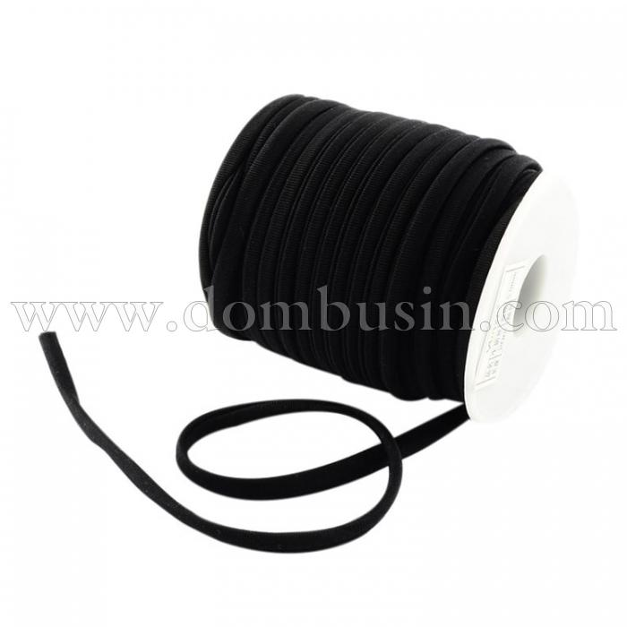 Шнур Нейлоновий Еластичний, Колір: Чорний, Розмір: 5x3мм, (УТ100009739)