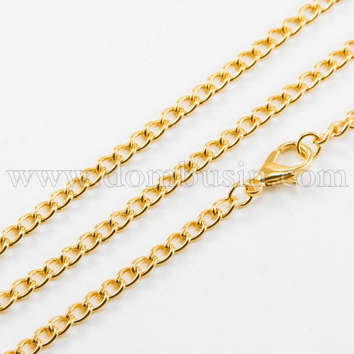 Ланцюг Вита Залізна для намисто або Часів, вінтажна, Застібка Карабін Лобстер, Колір: Золото, Довжина 80см, Ланка 3.3x4.6x0.6мм, (УТ100009864)