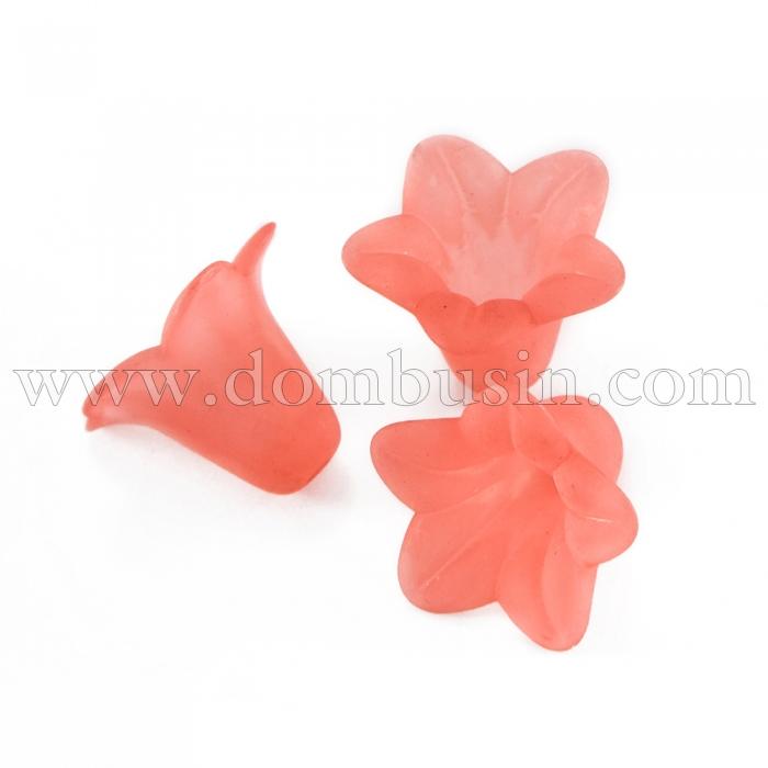 Бусины Акрил Матовые, Прозрачные, Цветок, Цвет: Розовый, Размер: 16х12мм, Отверстие 1.5мм, около 38шт/25г, (УТ100009583)