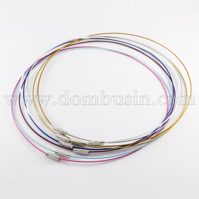 Основа для Намиста, Сталева Дріт, гвинтова Застібка з Латуні, Колір: Мікс, Довжина 45см, Товщина 1 мм, (УТ100009649)