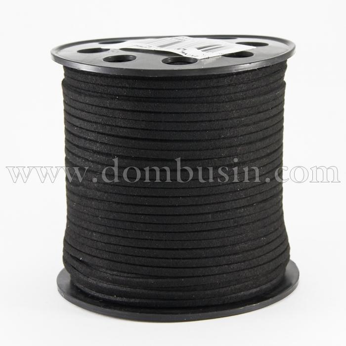 Шнур Замшевый, Цвет: Черный, Размер:  2.7х1.4мм, (УТ100009892)