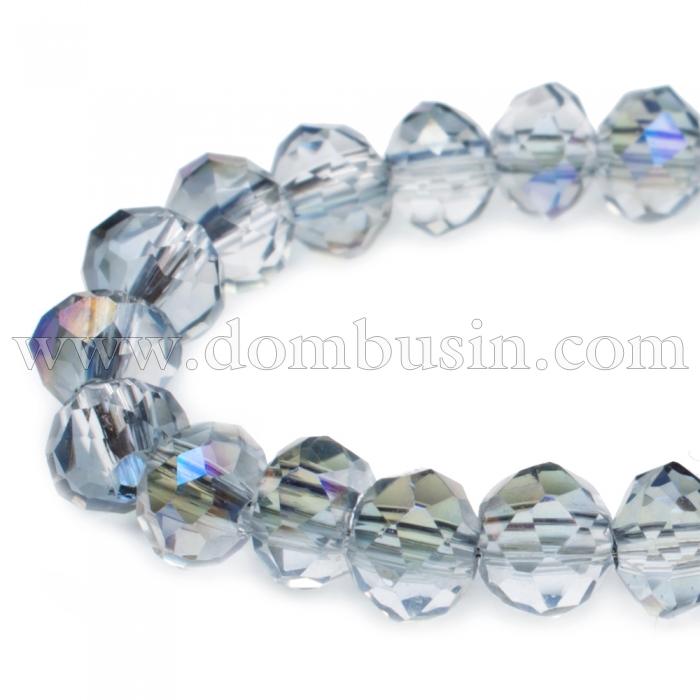 Бусины Гальваника Стекло, Граненые, Рондель, Цвет: Лиловый, Размер: 3.5х2.5мм, Отв-тие: 1мм, около 140шт/35см/нить, (УТ100009301)