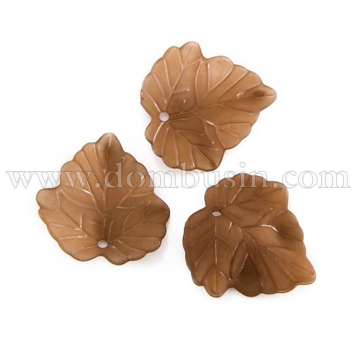 Подвески Акрил Лист Прозрачные, Морозный Стиль, Цвет: Коричневый, Размер: 24х22.5х3мм, Отверстие 1мм, около 48шт/25г, (УТ100009523)