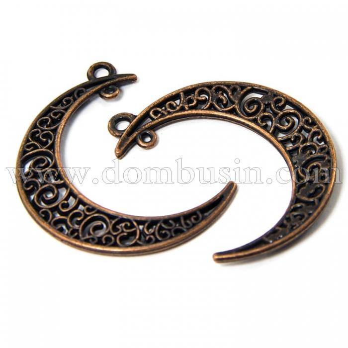 Коннектор Полумесяц Бижутерный сплав, 2 отверстия, Цвет: Медь, Размер: 37х8х2мм, Отверстие 1-3мм, (УТ100010607)
