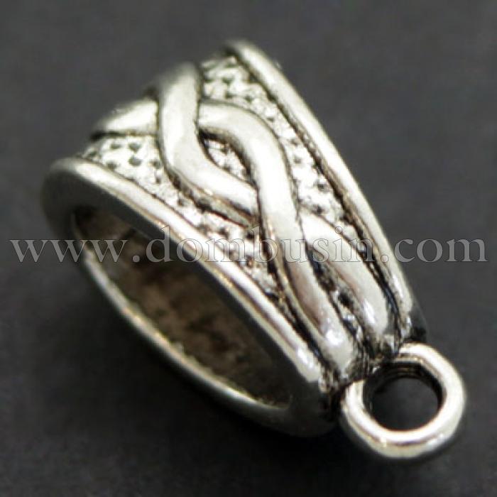 Бейл в Тибетском Стиле, Бижутерный сплав, Цвет: Античное Серебро, Размер: 14х7.5х9мм, Отверстие 1,5мм, (БА000001620)