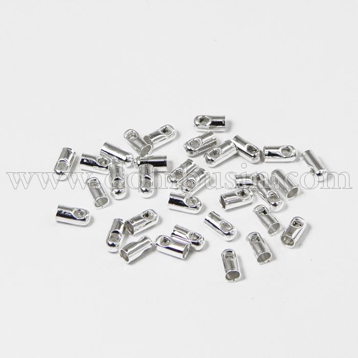 Концевики для Шнура, Латунь, Колір: Срібло, Розмір: 4х2.8мм, Внутрішній 2мм, Отв-тя 1.2мм, (УТ100011061)