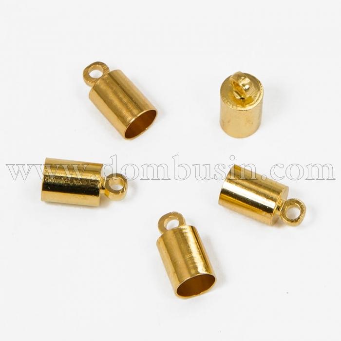 Концевики Для Шнура, Латунь, Колір: Золото, Розмір: 10х5мм, Внутрішній Діаметр 4.5мм, Отв-тя 1мм, (УТ100011070)