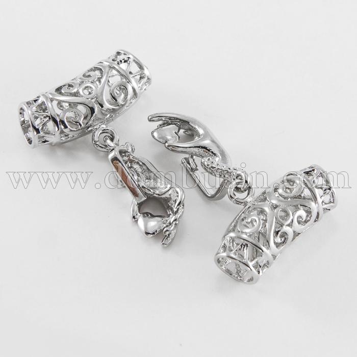 Тримач для кулонів, Латунь, з Бейлом, Колір: Платина, Розмір: 36х23.5мм, Отвір 6х5.5мм, (УТ100011214)