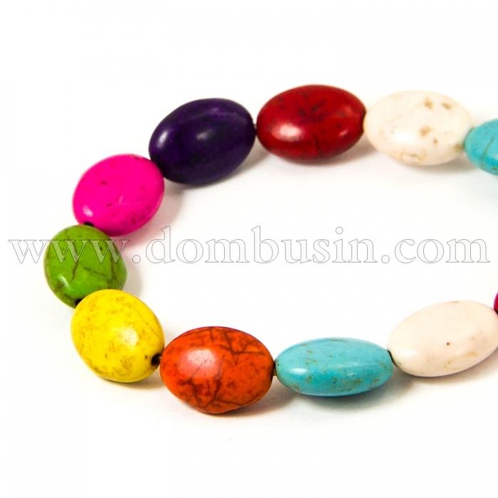 Бусины Синтетическая Бирюза, Окрашенные, На нитях, Овальные, Цвет: Микс, Размер: 13х10х5мм, Отв. 1мм, около 30шт/нить, (УТ100011490)