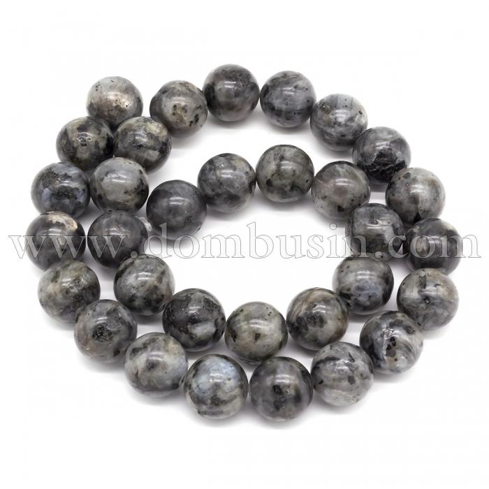 Бусины Натуральный Лабрадорит, На нитях, Круглые, Цвет: Серый Размер: 12.5мм, Отверстие 1.5мм, около 28шт/36.5см/нить, (УТ100011640)