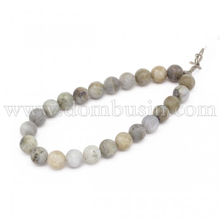 Бусины Натуральный Лабрадорит, На нитях, Морозный Стиль, Круглые, Цвет: Серо-болотный, Диаметр: 8мм, Отв. 1мм, около 24шт/нить, (УТ100011645)