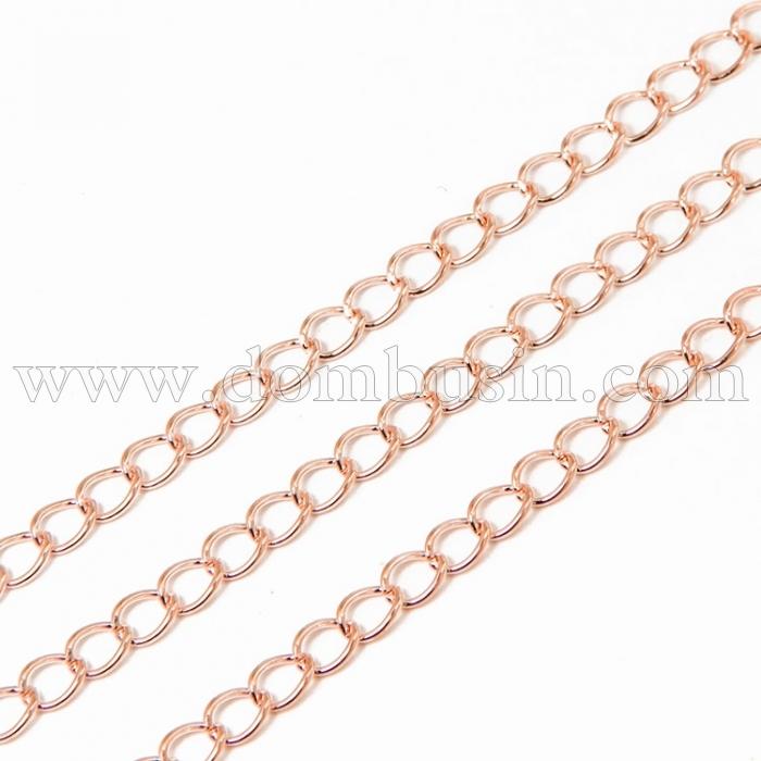 Цепь Витое Плетение, Железо, Цвет: Розовое Золото, Звено: 6х3мм, Толщина 0.7мм, (УТ100012219)
