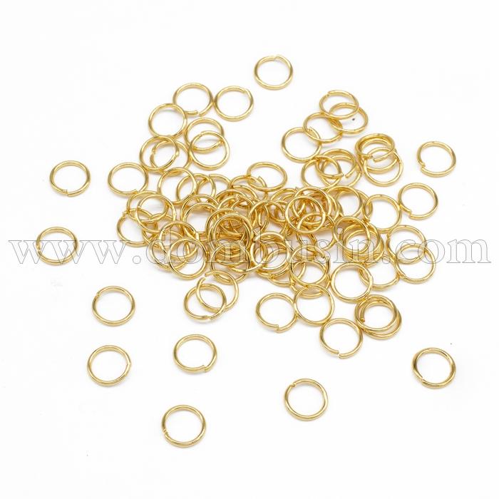 Колечки Одинарные, Латунь, Цвет: Золото, Размер: 7х1мм, Внутренний Диаметр 5мм, около 200шт/25г, (УТ100011829)