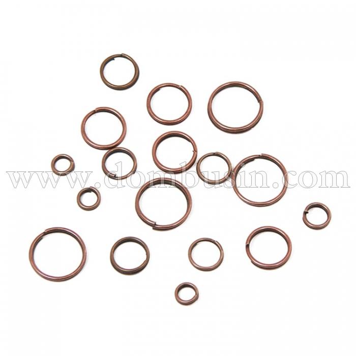 Колечки Двойные, Железные, Микс, Цвет: Медь, Размер: 4~10х0.8мм, Внутренний Диаметр 2.4-8.4мм, около 530шт/50г, (УТ100012440)