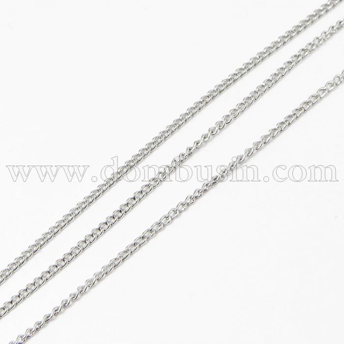 Цепь Витое Плетение, Латунь, Цвет: Серебро, Звено: 2х1.5мм, Толщина 1мм, (УТ100012376)