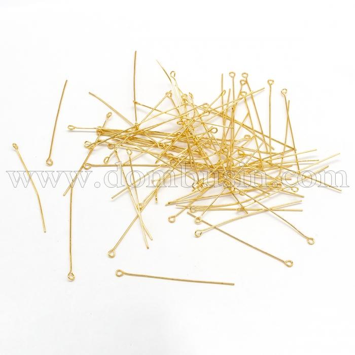 Пины с Колечком, Латунь, Цвет: Золото, Размер: 50х0.7мм, Отв-тие 2мм, 50г/около 270шт (УТ100012462)