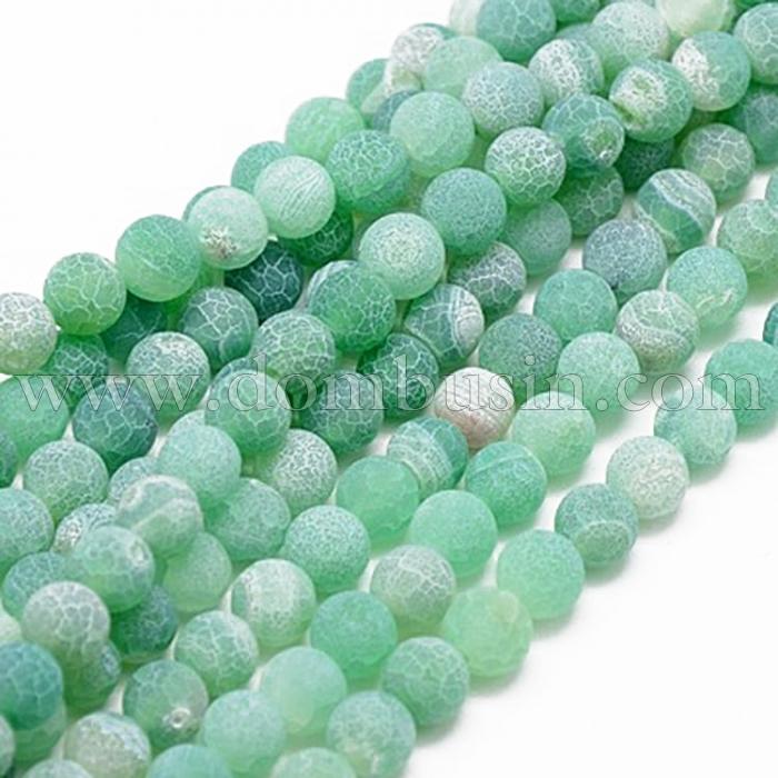 Намистини Натуральний Квітковий Агат, Круглі, Пофарбовані, Колір: Аквамарин, Діаметр: 10мм, Отвір 1мм, близько 38шт / 39см / нитка, (УТ100012547)