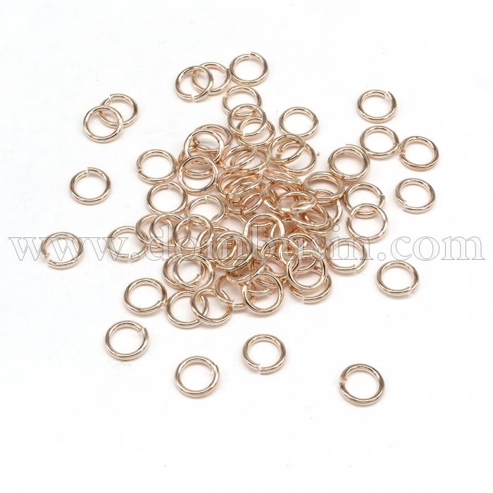 Колечка Одинарні, Латунь, Колір: Рожеве Золото, Розмір: 7х1мм, 25г / близько 200шт, (УТ100012548)