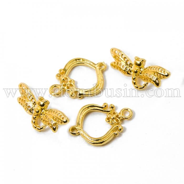 Застежка Тогл, Латунь, Стрекоза, Цвет: Золото, Размер: Тогл 23.5х10х2.5мм, Палочка: 22х15мм, Отв-тие 1.8мм, (УТ100012589)
