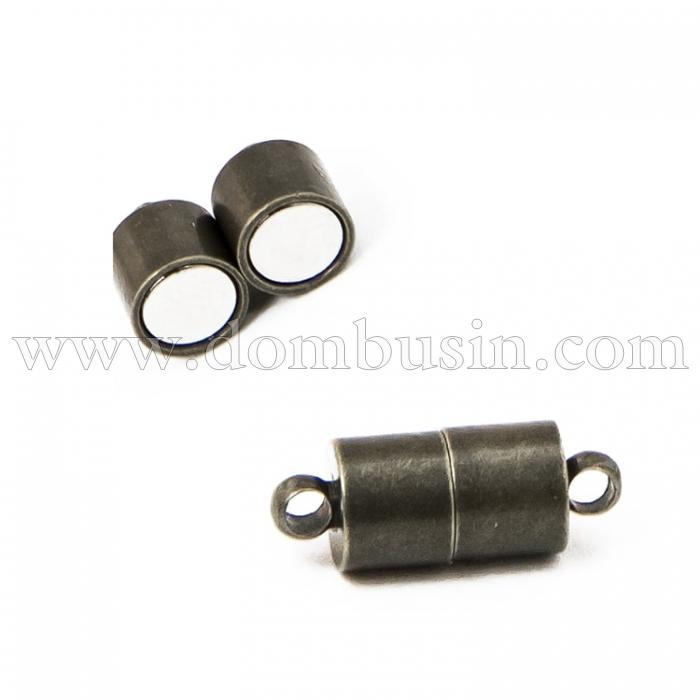 Застібка Магнітна, Латунь, Колонка, Колір: Бронза, 16х6мм, Отвір 1.5мм, (УТ100012332)