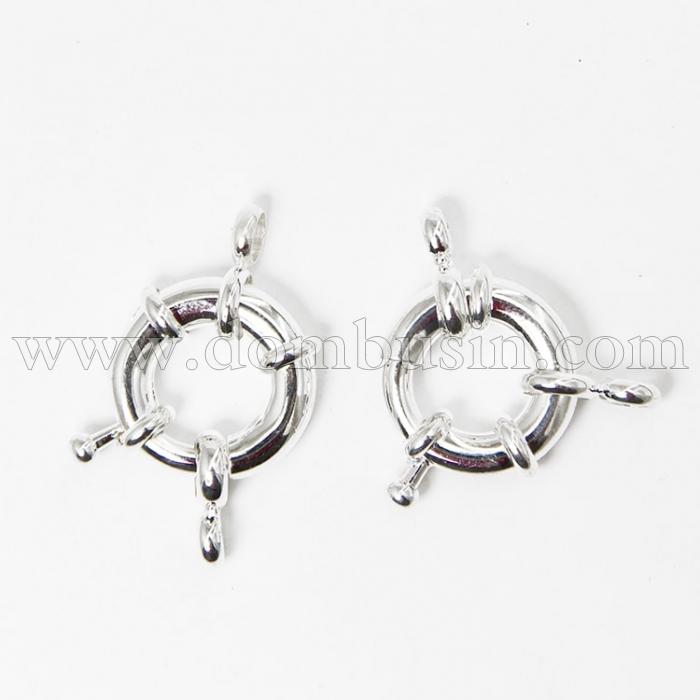 Застежка Кольцо Пружинное, Латунь, Кольцо, Стойкое Покрытие Серебро 925, Размер: 17х6мм, Отверстие 4мм, (УТ100012262)