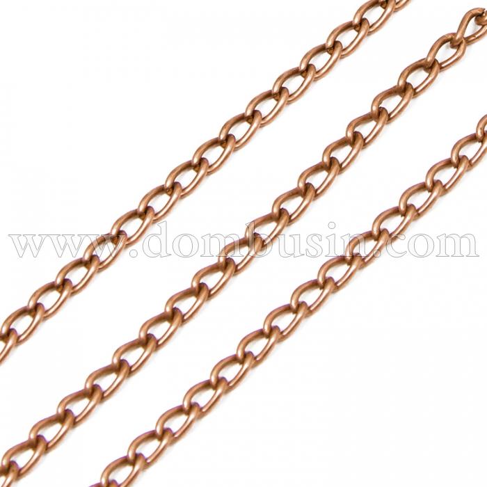 Ланцюг Вітое Плетіння, Залізо, Колір: Мідь, Ланка: 5х3мм, Товщина 0.8мм, (УТ100012676)
