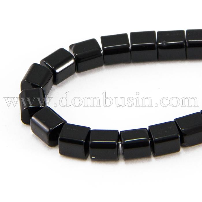 Бусины Стеклянные, Кубики Прозрачные, Цвет: Черный, Размер: 3х3х3мм, Отверстие 1мм, около 150шт/45см/нить, (УТ100012933)