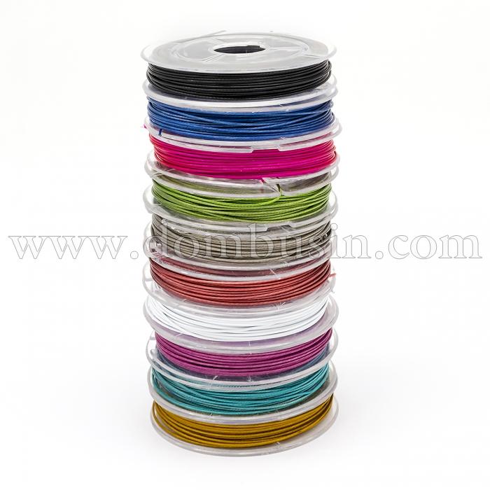 Тросик Ювелирный Сталь 0.6мм/10м, Микс 10 цветов, 0.6мм, 10катушек/набор, около 10м/катушка, (УТ100013723)