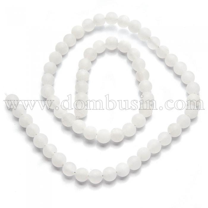 Бусины Натуральный Белый Нефрит, На нитях, Матовые, Круглые, Цвет: Белый, Диаметр: 4мм, Отв. до 1мм, около 90шт/нить, (УТ100013871)