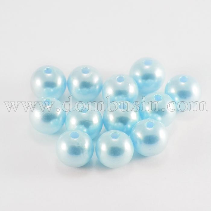 Жемчуг Бусины Акриловые, Глянцевые, Круглые, Цвет: Аквамариновый, Диаметр 10мм, Отв-тие 2.5мм, около 50шт/25г, (УТ100014117)