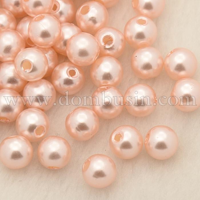 Перли Намистини Акрилові, Глянцеві, Круглі, Колір: Рожевий, Діаметр 4мм, Отв-тя 1мм, близько 850шт / 25г, (УТ100014128)