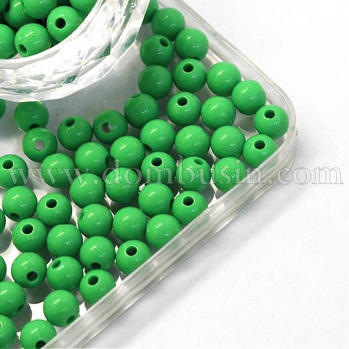 Бусины Акриловые Круглые, Цвет: Лайм, Размер: 6x5.5мм, Отверстие: 2мм, 430шт/50г, (УТ100014314)