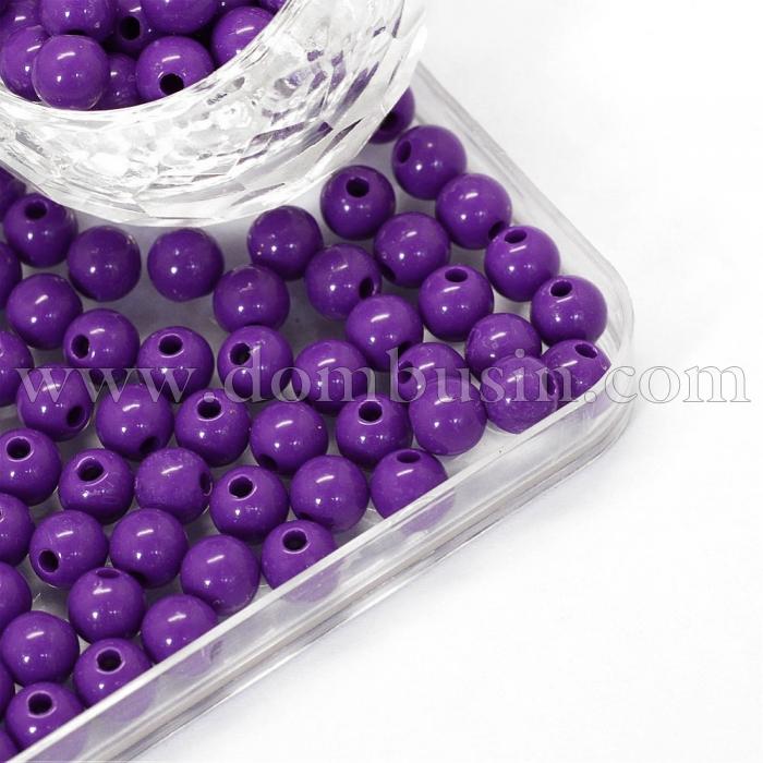 Бусины Акриловые Круглые, Цвет: Индиго, Размер: 6x5.5мм, Отверстие: 2мм, около 430 шт/50 г, (УТ100014321)