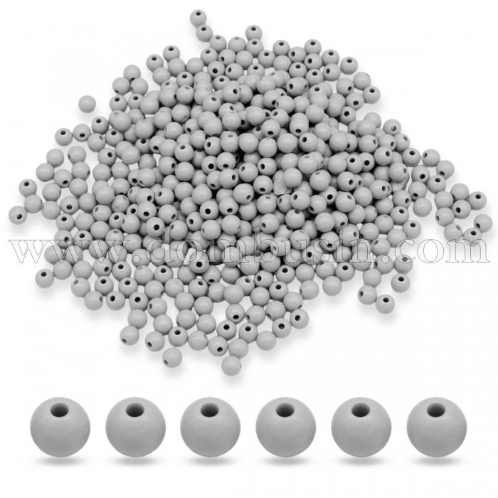 Намистини Акрилові Круглі, Колір: Сірий, Розмір: 6x5.5мм, Отвір: 2 мм, близько 430шт / 50г, (УТ100014325)