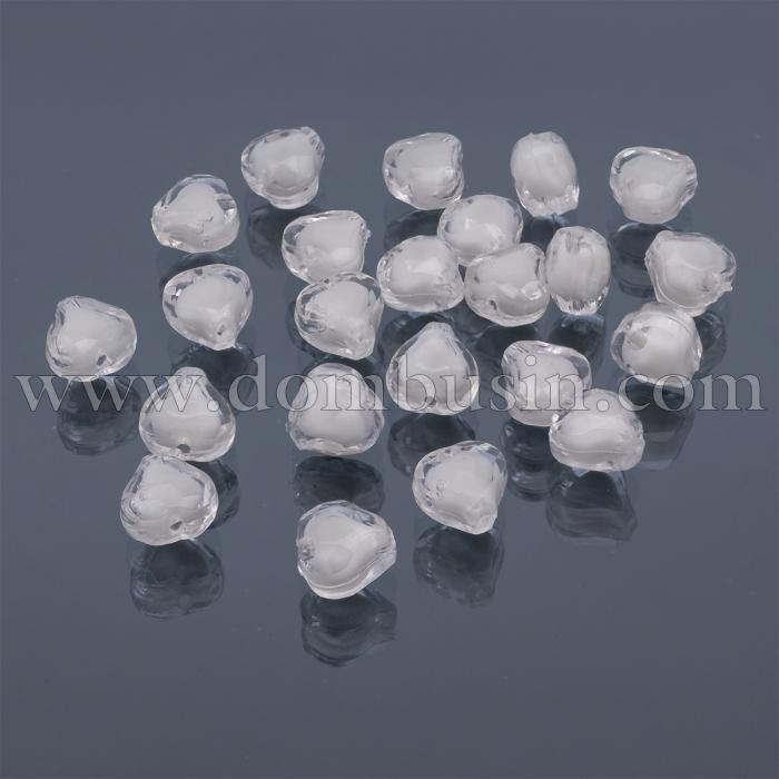 Бусины Акриловые Сердце, Прозрачные, Бусина в Бусине, Цвет: Бесцветный, Размер: 10x9x6мм, Отверстие 2мм, около 165шт/50г, (УТ100014357)