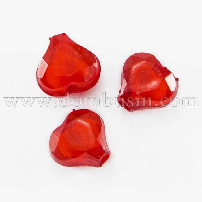 Бусины Акриловые Сердце, Прозрачные, Бусина в Бусине, Цвет: Красный, Размер: 10x9x6мм, Отверстие 2мм, около 165шт/50г, (УТ100014360)