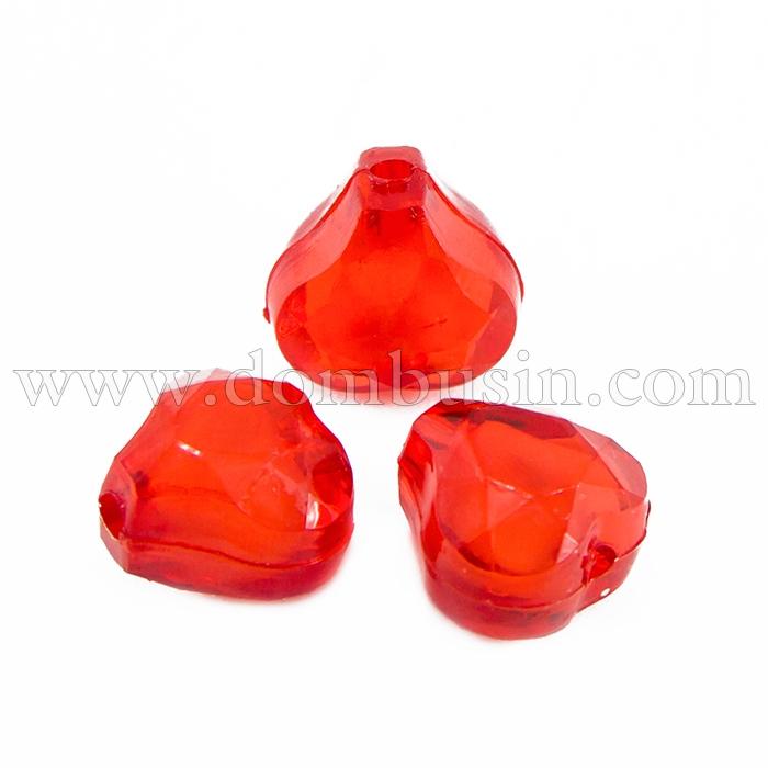 Бусины Акриловые Сердце, Прозрачные, Бусина в Бусине, Цвет: Красный, Размер: 14x13x10мм, Отверстие 2мм, около 54шт/50г, (УТ100014361)