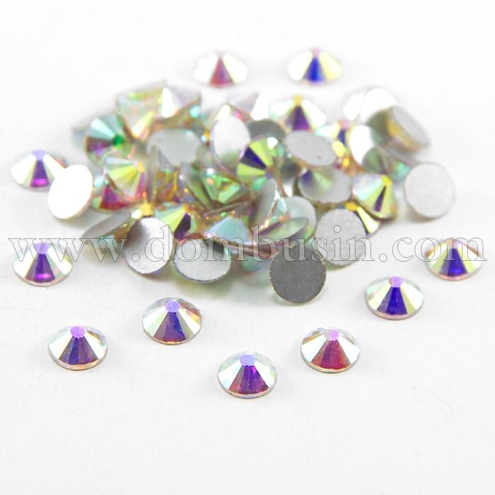 Стеклянные Стразы - Кабошоны, Граненые, Класс А, Плоские Круглые, Цвет: АВ-Цвет, Размер: 1.9~2мм, (УТ100014471)
