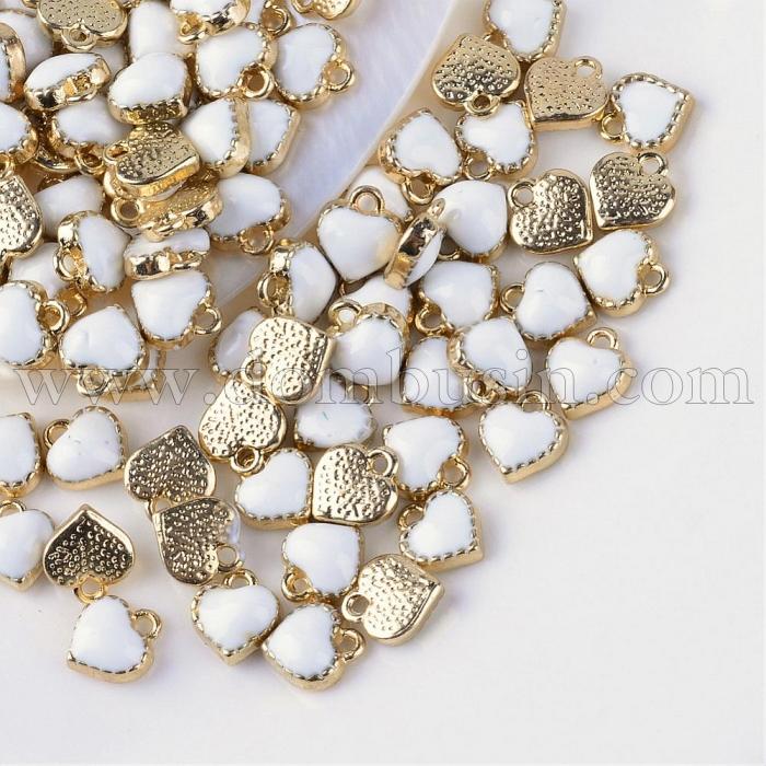 Кулон Сердце, Эмалированный, Белый, 8x7.5x2.5мм, Отверстие 1.5мм, (УТ100014600)