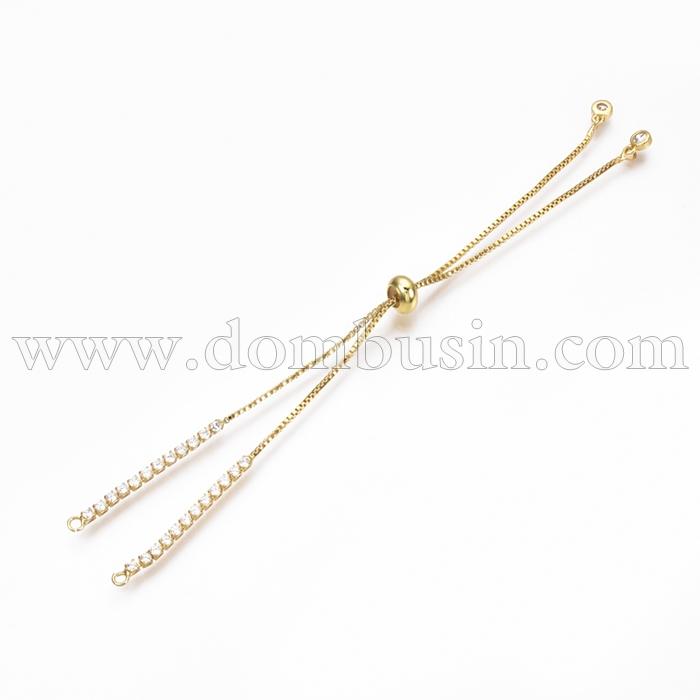 Регульована основа під Браслет з фіанітами, Латунь, Колір: Золото, Довжина 280мм, Товщина 1 мм, Отвір 1.5мм, (УТ100014812)