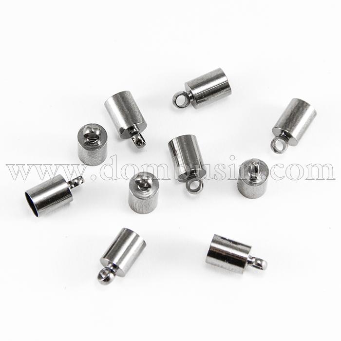 Концевики Для Шнура, Латунь, Цвет: Оружейная Сталь, Размер: 10х5мм, Внутренний Диаметр 4.5мм, Отв-тие 1мм, (УТ100014832)