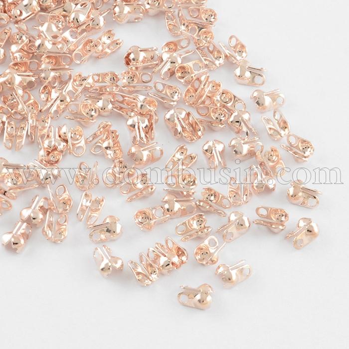 Каллоты из Железа, Зажимы концевики, раковина, Цвет: Розовое Золото, Размер: 4х2мм, Отв. 1мм, Диаметр внутри 1.5мм, около 135шт/5г, (УТ100014857)